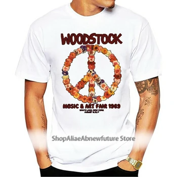 2021 Tipărite Barbati Tricou Bumbac Maneca Scurta Woodstock Florale Pace Barbati Regular Fit T-Shirtwomen tricou