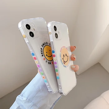 Desene animate drăguț Zâmbet Transparent Cazul în care Telefonul Pentru iPhone 11 Pro Max 12 X Mini XS XR 7 8 Plus SE Antișoc Clar Moale cu Capac de Silicon