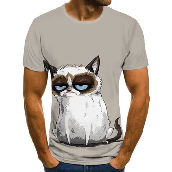 Vara 3DT tricou unisex nou, negru și alb animale pisica de imprimare 3D animal strada de vara de îmbrăcăminte stil retro, pentru copii T-shirt