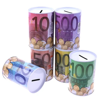 1 buc Creative Euro Dolar Cilindru de Metal Banca de Economisire de Bani Caseta Decor Acasă Pentru Monede de Valori Cutii de Depozitare Decorațiuni interioare
