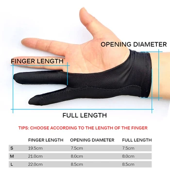1 buc cu Două Degete Artist Anti-Touch Glove Pentru Desen pe Tabletă Și Mâna Stângă Mănușă antivegetative Pentru Ecran de Bord Manusa