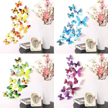 12 Buc/set Fluture Autocolant de Perete de Arta Frumoasa de Design 3D Multicolore PVC Magnet TV de Perete Dormitor Copii Acasă Autocolante Decor