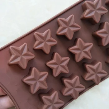 15 Cavități Silicon Mucegai Ciocolata Creative Stea cu Cinci colțuri Temperatură Ridicată/scăzută Rezistență Tava de Gheață Mucegai de Copt Diy Mucegai