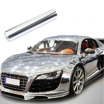 152 x 20 cm Argintiu Cromat rezistent la apa UV Protejate Oglindă Auto Vinil Folie Autocolant Auto Foaia 8x60 inch