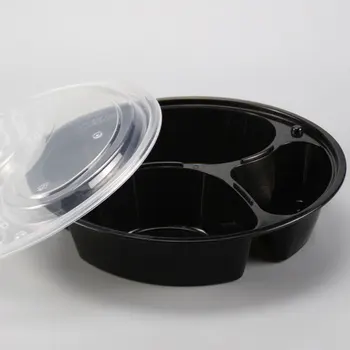 15buc de Unică folosință Rotund Cutie Bento 3-Compartiment Pregatire de Masă Recipient Safe Containere de Depozitare a Alimentelor Cutie 1000ml(Bla