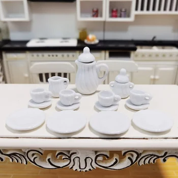 15buc/Set 1:12 Miniatură de Porțelan Ceașcă de Ceai Set de Imprimare de Flori Tacamuri de Bucatarie Jucarii