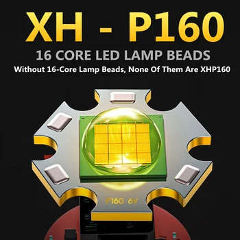 16 Core XHP160 Puternic de Încărcare USB Lanterna LED-uri de Mare putere în aer liber Camping Iluminat cu Zoom 26650 Tactice de Vânătoare Lanterna