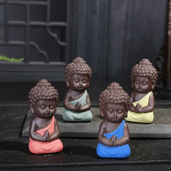 1BUC Budismul Mici Statui Pic de Meditație Călugăr Miniatură Ambarcațiunile de Statui ale lui Buddha de Lut Mini Budismul Chinez Călugări Zen
