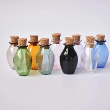 2 buc Mini Sticlă Sticle de Culoare Drăguț Sticle Cu Dop Sticlute Cadou Mici Borcane Flacoane 9Colors