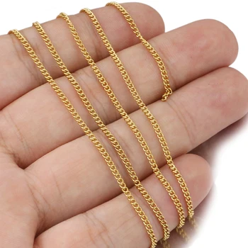 2 Pătrat din Oțel Inoxidabil de Aur Lanțuri de Bordură pentru a Face Bijuterii DIY Brățară Colier Lanț Lateral, en-Gros Vrac Consumabile