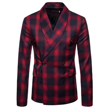 2019 Nouă Bărbați Sacouri Carouri Eșarfă Guler Îmbrăcăminte de Iarnă Smart Casual, Slim, Jachete pentru bărbați Plus Dimensiune Costume de Haine M-4XL Toamna
