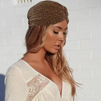 2019 Unisex Turban Pălării stil Etnic aur, argint fire Indian pălărie din orientul Mijlociu Musulman interior Hijab capace underscarf turban