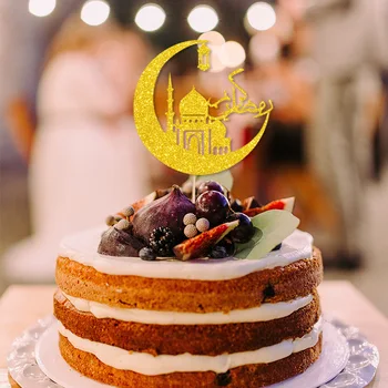 2021 Aur Eid Mubarak Decor Tort de Ramadan Kareem CakeTopper Musulmane Islamice Cupcake Dec Eid AL Adha Cadouri Eid Partid Decor Pentru Casa