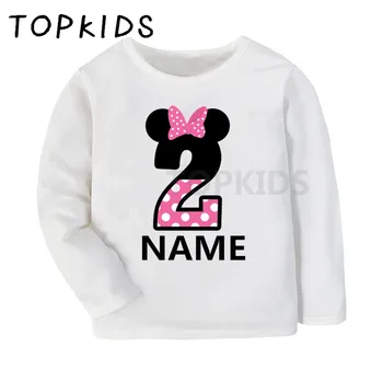 2021 Băieți Fete Fericit Ziua de naștere Numărul 1~9 Arcul de Desene animate de Imprimare tricou Copii cu Maneca Lunga T-shirt Copilul Mouse-ul Drăguț Haine,LKP2416