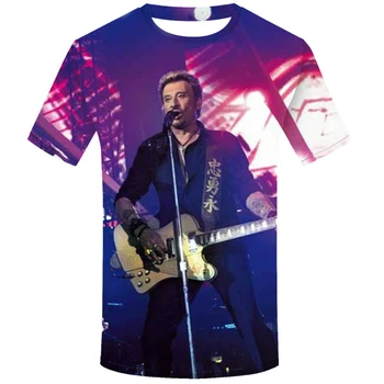 2021 Fierbinte Cântărețul Johnny Hallyday 3D de Imprimare T-shirt pentru Bărbați/femei de Moda Casual Harajukustyle Gât Rotund Streetwear Maneca Scurta Top