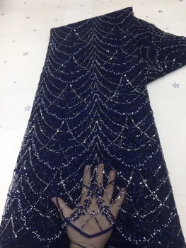2021 moda africană dantela tesatura de vin/albastru/aur paiete brodate Nigerian Net Dantelă franceză tul dantela material Pentru rochia de Mireasa
