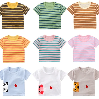 2021 Moda Copii T-shirt Fată Băiat Topuri de Vara cu Dungi Tricou Maneca Scurta Copii Băieți Haine de Fată Tricou Desene animate Îmbrăcăminte