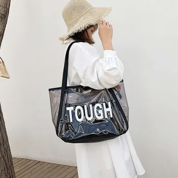 2021 Moda De Vara Mâner Sac Femei Transparentă, Saci De Umăr De Culoare Solidă Geanta Shopper Marcă Trend Messenger HandbagTote