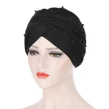 2021 moda musulmane hijab capace de culoare solidă Indian înfășurați capul Interioară hijabs Margele turban capota pentru femei islamice underscarf capac