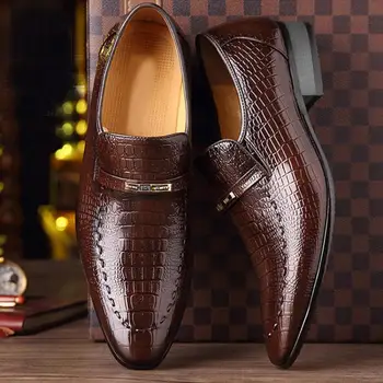 2021 Noi Bărbați Pantofi de Moda de Afaceri Casual Clasic Pantofi de Culoare Solidă Pu Crocodil Model Subliniat Toe Pantofi pentru Petrecerea de Nunta
