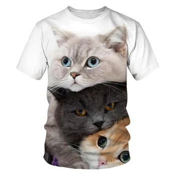 2021 Noi Doamnelor Plus Dimensiune T-Shirt Casual de Vara Doamnelor T-shirt Fata de Moda de Imprimare 3D Pisica Drăguț Părinte-Copil T-Shirt 110-6XL