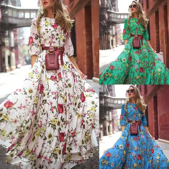 2021 noi femei șifon imprimare leagăn mare rochie boho stil de rochie