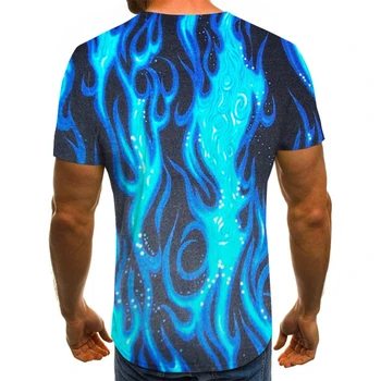 2021 Vara Fierbinte de Vânzare Barbati tricou 3D Flacără Albastră Serie de Imprimare Grafic T-shirt Casual Moda Streetwear Supradimensionate pentru Bărbați T-shirt