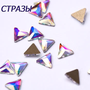20buc 7mm Triunghiurile AB Cristal cu Spatele Plat de Lux de Unghii de Arta Pietre de Cristal Pentru Nunta de Design de Personalitate Margele