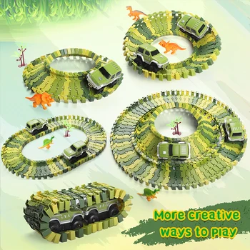 269 BUC Dinozaur Mașină de Cale Ferată Jucării Piesa Auto Flexibil Masina de Curse Magic Track Masina Electrica Montessori Jucării Pentru Băieți Copii