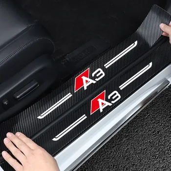 3D Fibra de Carbon Autocolant Auto Inserați codul Protector Benzi Pentru Audi A3 C6 Auto Pragului de Ușă Anti Scratch Bandă rezistent la apa Folie de Protectie