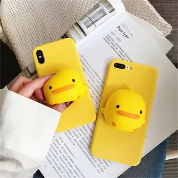 3D Yellow Duck Papusa Caz Pentru Samsung S20 Ultra S10 S9 S8 Plus A51 A71 A50 A70 A21S Nota 20 10 9 8 A01 A11 A31 A41 M31 A40 Acoperi