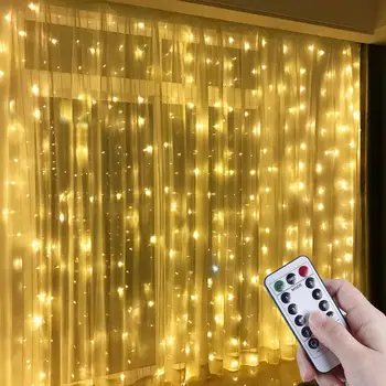 3x3m LED-uri Cortina Ghirlanda USB Zână Ghirlandă Perdea de Lumina Cu Telecomanda Perdea de Lumină Decoratiuni de Craciun pentru Casa