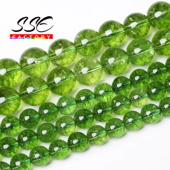4 6 8 10 12mm Natural Verde Peridot Cuarț de Cristal Rotund Margele Vrac Pentru a Face Bijuterii DIY Brățară Colier 15