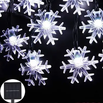 4.8 M 20 LED-uri Fulgi de zăpadă Șir Led Lumini de Basm Pom de Crăciun Petrecere Acasă Nunta Ghirlanda Decor Alimentat cu energie Solară Lumină în aer liber