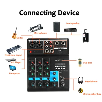 4 Canale Audio Mixer Consola Cu Microfon Wireless mixaj de Sunet Cu Bluetooth-compatibil USB Mini Mixer Dj DJ Echipamente