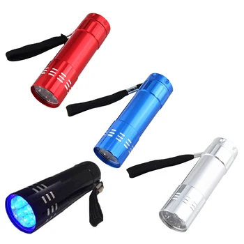 4 Culori Mini Din Aluminiu Uv Ultra Violet 9 Led-Uri Lanterna Lanterna Lumină Lampă Lampă Rezistent La Apa Outdoor Portabil Tactice Instrument De Iluminat