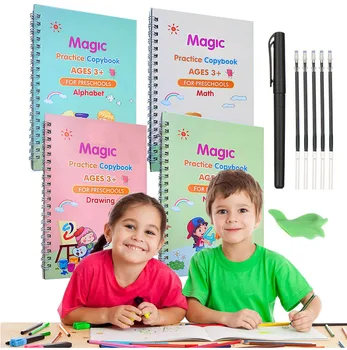 4 Cărți Reutilizabile Magic Caiet Scris Caligrafie Cărți de colorat Pentru Copii pentru Copii Carte Practica limba engleză Jucarii Montessori