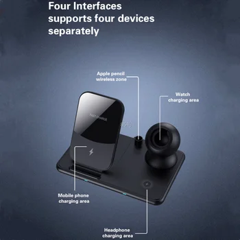 4 in 1 Wireless de Încărcare Stație de Andocare Compatibil cu iPhone 11/11pro/Xr/Xs/X/Max/8/8Plus/7/6/6s Apple Watch 15W Qi de Încărcare Rapidă