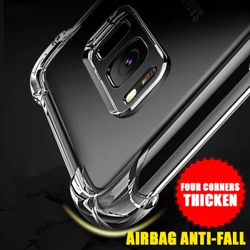 4-unghi Airbag Caz rezistent la Socuri Pentru Samsung Galaxy S20 Ultra S8 S9 S10 Plus Nota 8 9 10 A30 A50 Transparent de Protecție Capacul din Spate