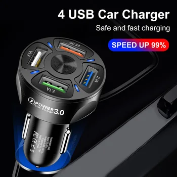 4 USB Rapid Incarcator Auto Curent Stabil de Ieșire de Lumină LED-uri de Telefon Mobil ChargerCar Încărcător Încărcător Rapid 12V-24V 3A QC3.0
