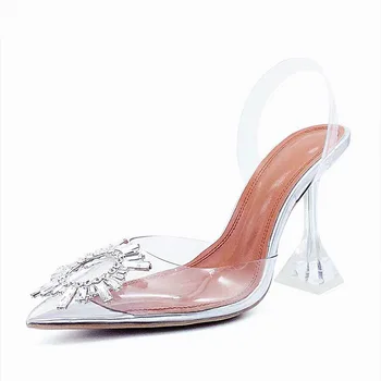 4142 de mari dimensiuni sandale feminine zâna vântului de vară tocuri subtiri goală de pantofi sexy si damele cu cristal de înaltă tocuri femei