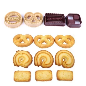 4buc Pătrat și Rotund Tăietor de Biscuiti Set de Pâine Fondant Tort Mucegai de Copt Instrument de Patru Forma Cookie Mucegai daneză Cookie-Cutter