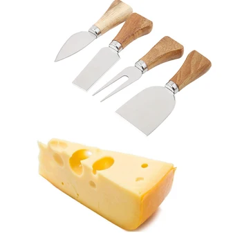 4buc/set Set de Bord Bambus Mâner din Lemn Brânză Cuțit Tăietor Kit Bucătărie Instrument de Brânză Tăietor de Cuțite, Răzătoare de Brânză