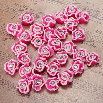 50% Vânzare Fierbinte Nou 20buc 5 mm - 8mm mai Multe Culori Frumoase Ceramică Moda Stras 3D Rose Flori Decoratiuni de Arta Unghiilor Farmece
