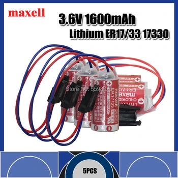 5pcs/lot NOU Maxell ER17/33 ER 17/33 3.6 V 1600mah PLC de control industrial baterie cu litiu baterii cu dop negru