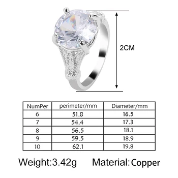 6 Dimensiuni Bling Înstelat Cristal Gheara Zirconia Placat cu Argint Sudare Inele pentru Femei