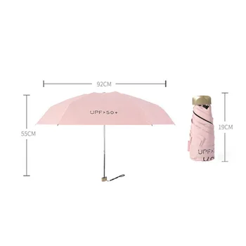 6K Pliere Umbrela de protecție Solară Protecție UV, Parasolar Umbrelă de Soare de sex Feminin Mini Buzunar Umbrelă Neagră Lipici Pliere Umbrela de Ploaie