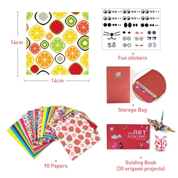 90Pcs două Fețe Colorate de Hârtie Origami și 30 de Proiecte Origami Broșură de Instrucțiuni pentru DIY Arts & Crafts pentru Copii și adulți Cadou