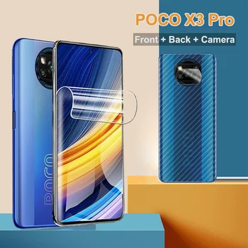 Acoperire completă Hidrogel Film Pentru Xiaomi Poko X3 Pro Ecran Protector Poco-F3-5G Camera Moale de Sticlă pe Poco-X3-Pro Fata + Spate Folie