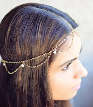Afgan De Argint De Epocă Culoare Benzi Femei Turc Tribal Frunte Cap Jeweley Boem Pearl Shell Nunta Accesorii De Par